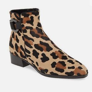 AQUATALIA NEW Leopard Faria Waterproof Calf Hair Animal Ankle BootIe Size 9.5